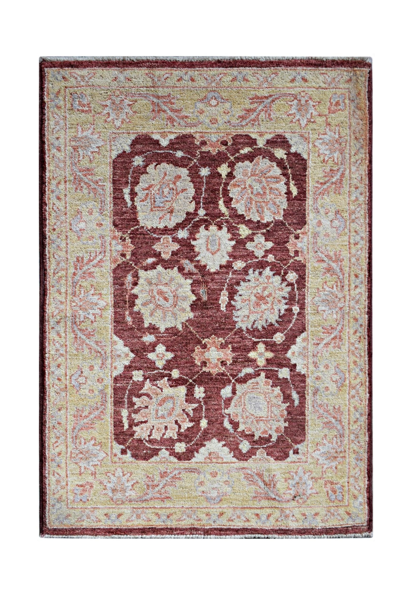 Handmade Mini Afghan Chobi Rug | 96 x 64 cm | 3'2" x 2'2" - Najaf Rugs & Textile