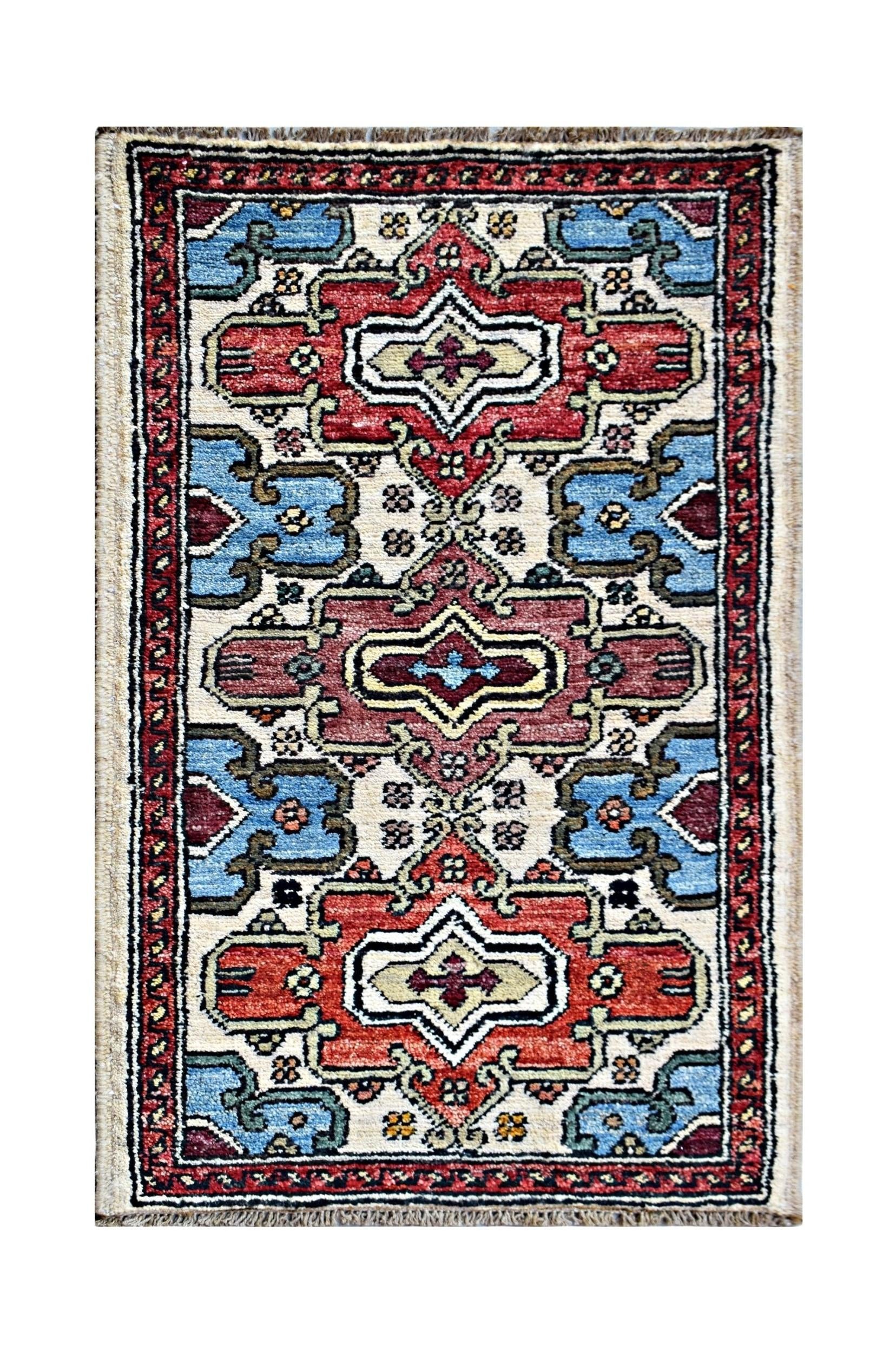 Handmade Mini Afghan Chobi Rug | 97 x 50 cm | 3'2" x 1'8" - Najaf Rugs & Textile