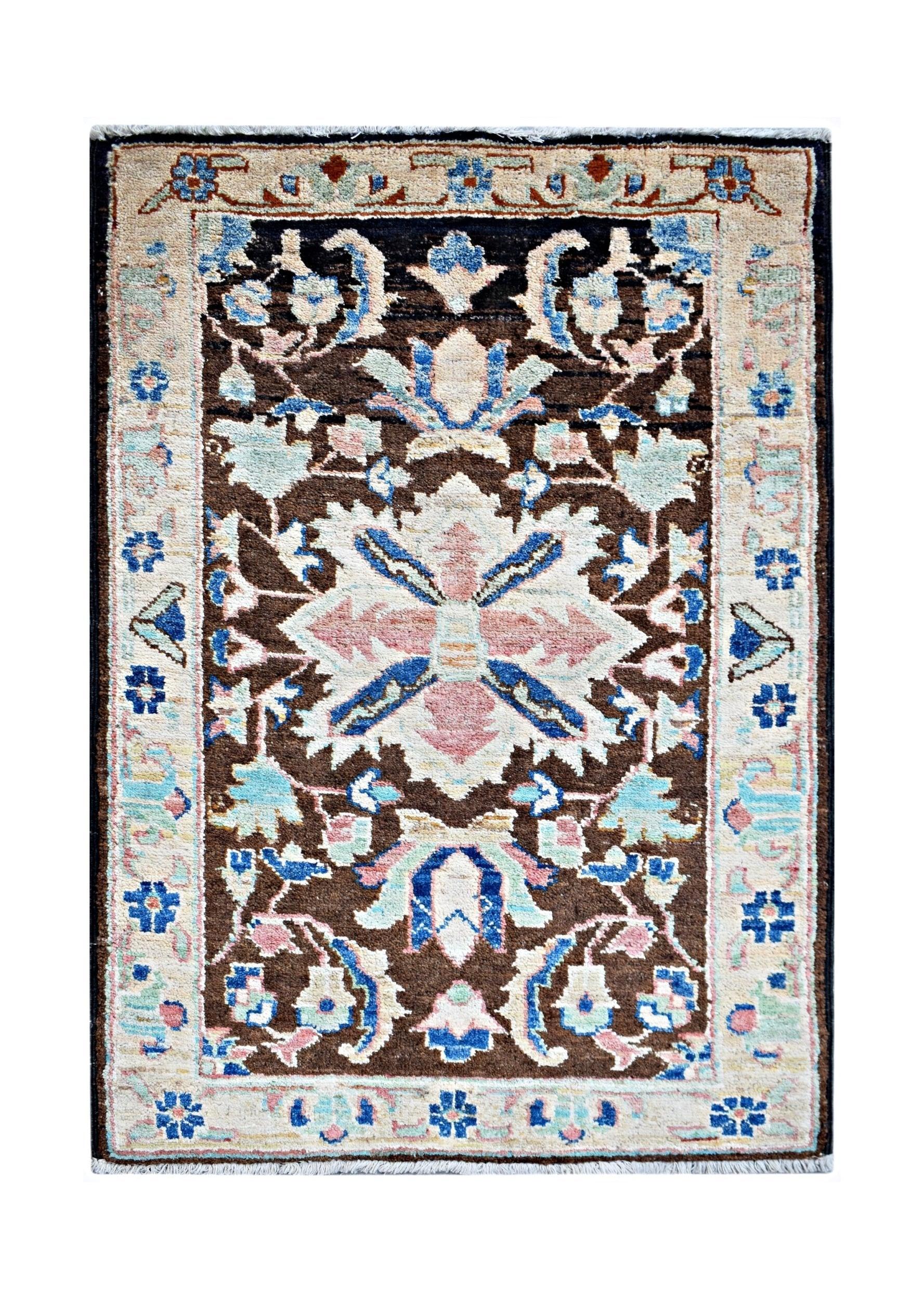 Handmade Mini Afghan Chobi Rug | 98 x 62 cm | 3'3" x 2' - Najaf Rugs & Textile