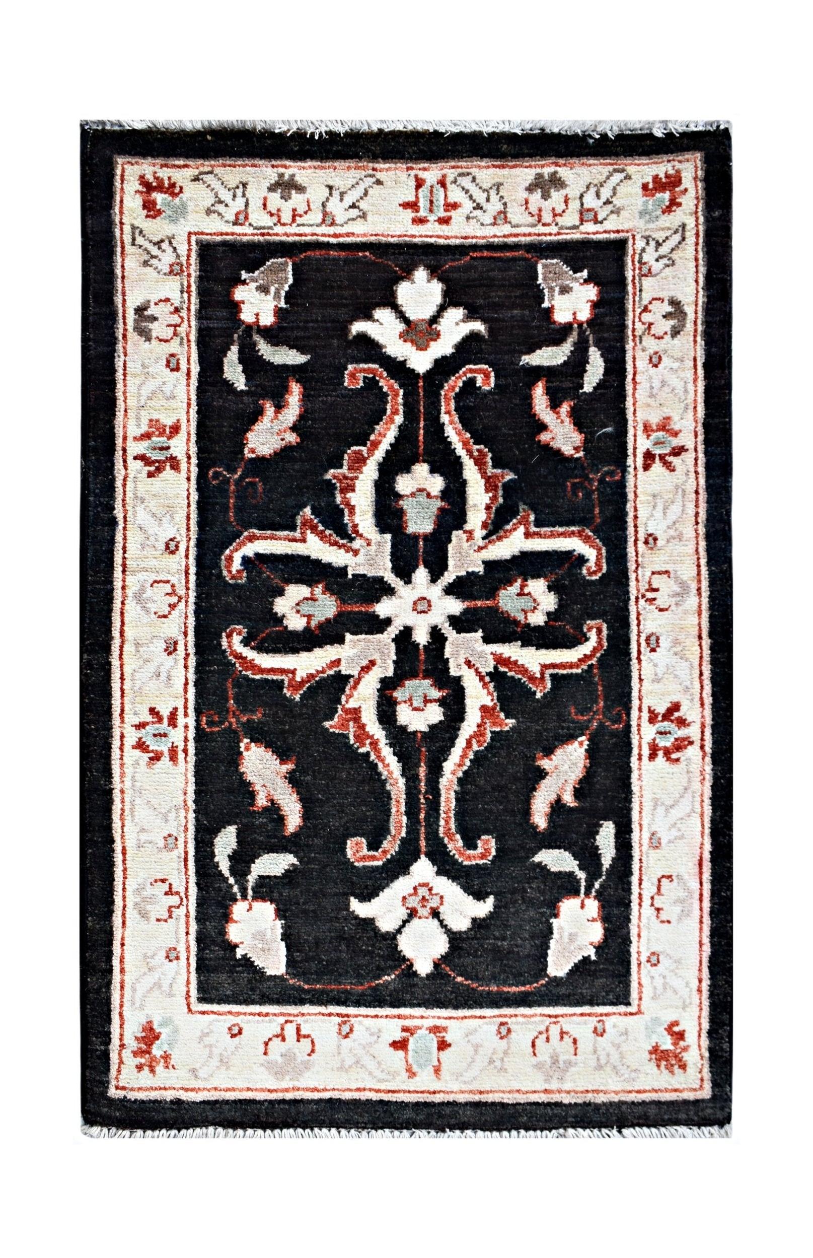 Handmade Mini Afghan Chobi Rug | 98 x 63 cm | 3'3" x 2'1" - Najaf Rugs & Textile