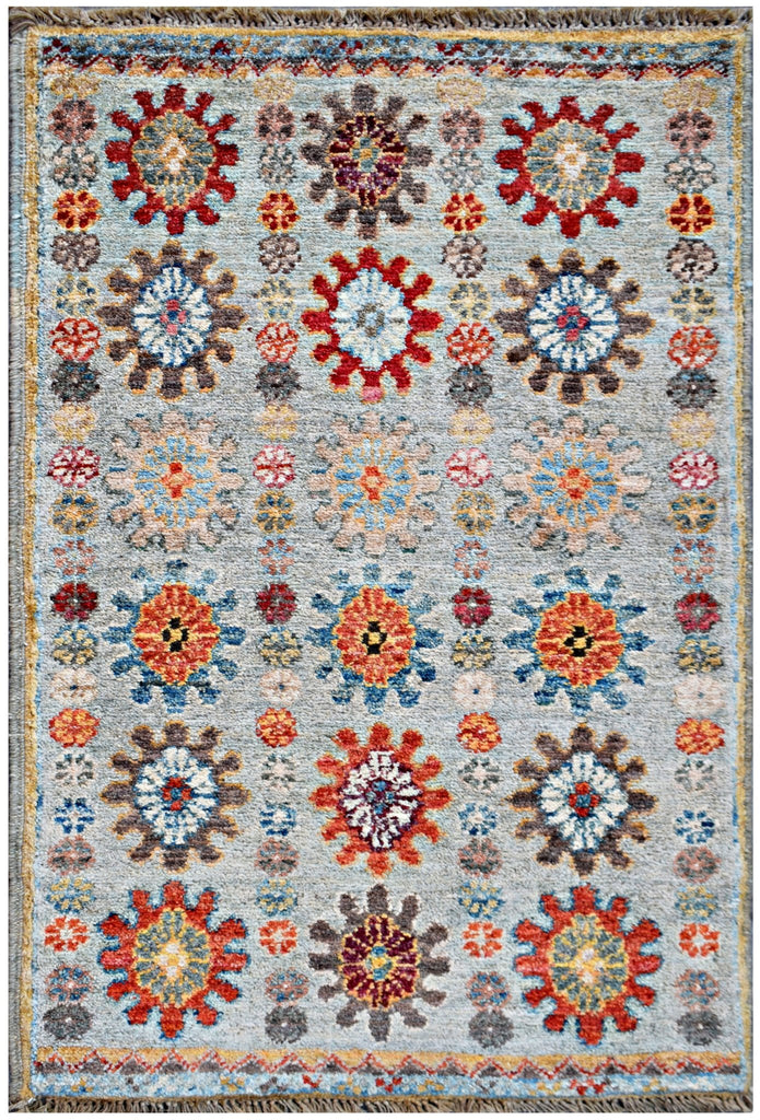 Handmade Mini Afghan Chobi Rug | 99 x 54 cm | 3'3" x 1'9" - Najaf Rugs & Textile