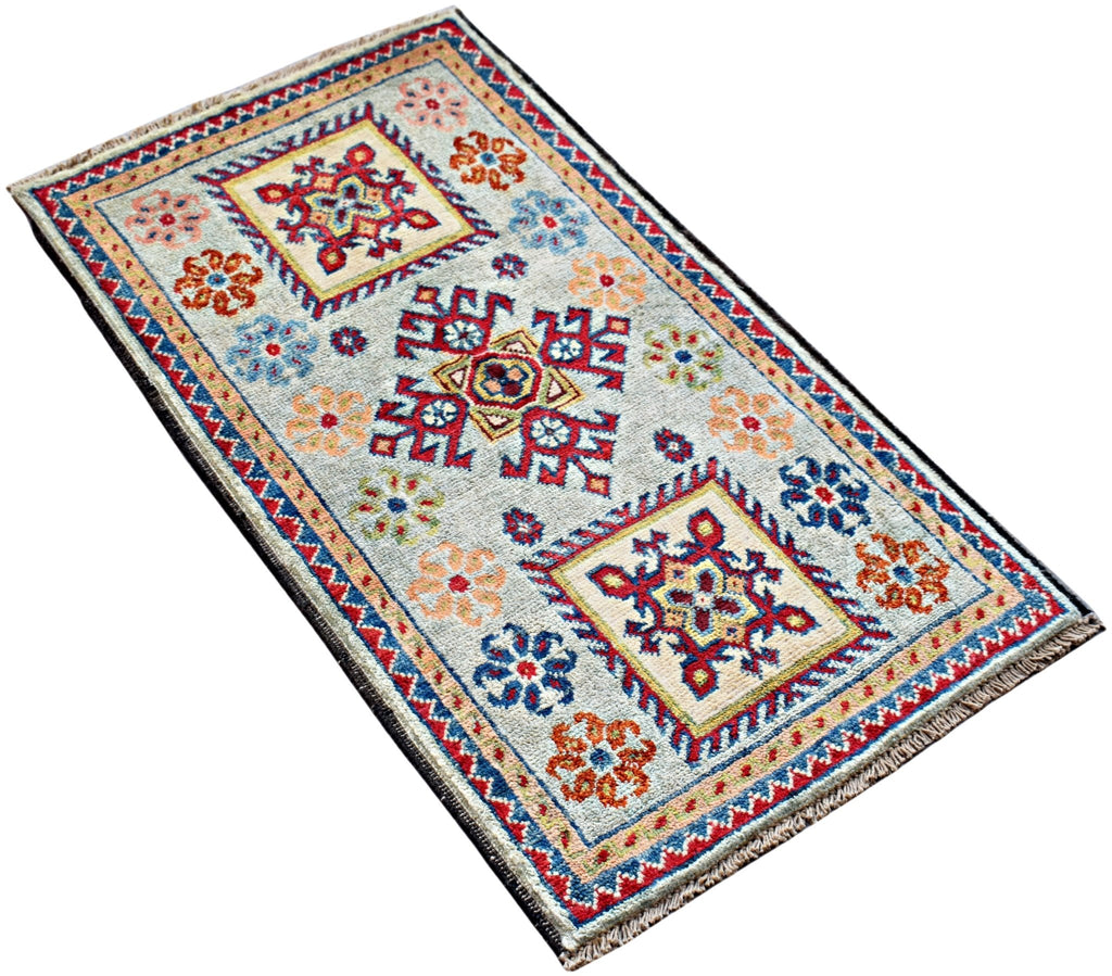 Handmade Mini Afghan Chobi Rug | 99 x 55 cm | 3'3" x 1'10" - Najaf Rugs & Textile