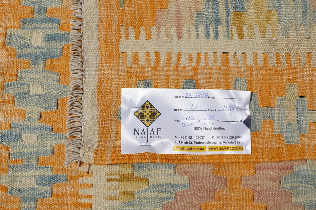 Handmade Mini Afghan Maimana Kilim | 102 x 59 cm | 3'4" x 1'11" - Najaf Rugs & Textile