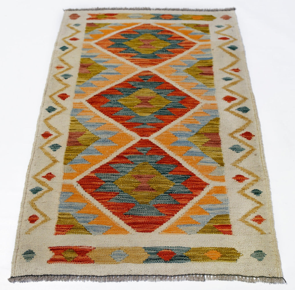 Handmade Mini Afghan Maimana Kilim | 102 x 70 cm | 3'4" x 2'4" - Najaf Rugs & Textile