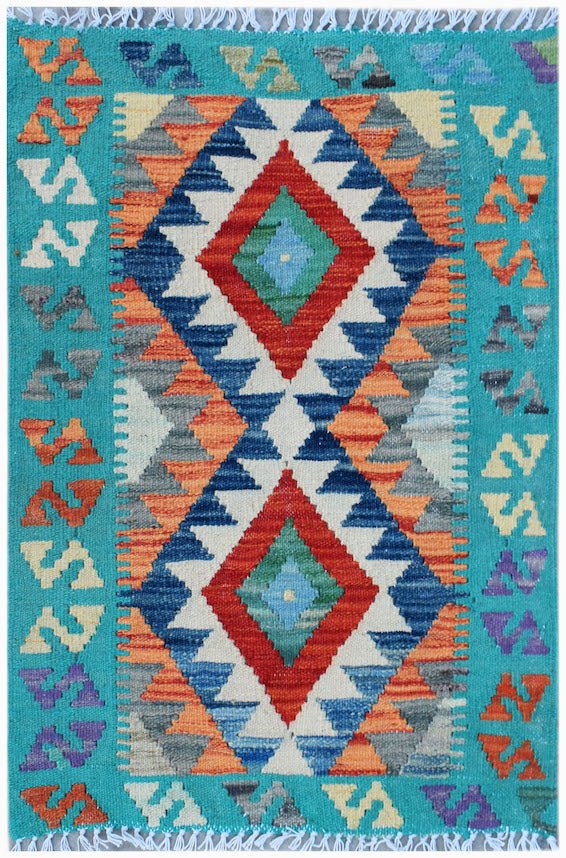 Handmade Mini Afghan Maimana Kilim | 83 x 66 cm | 2'9" x 2'2" - Najaf Rugs & Textile