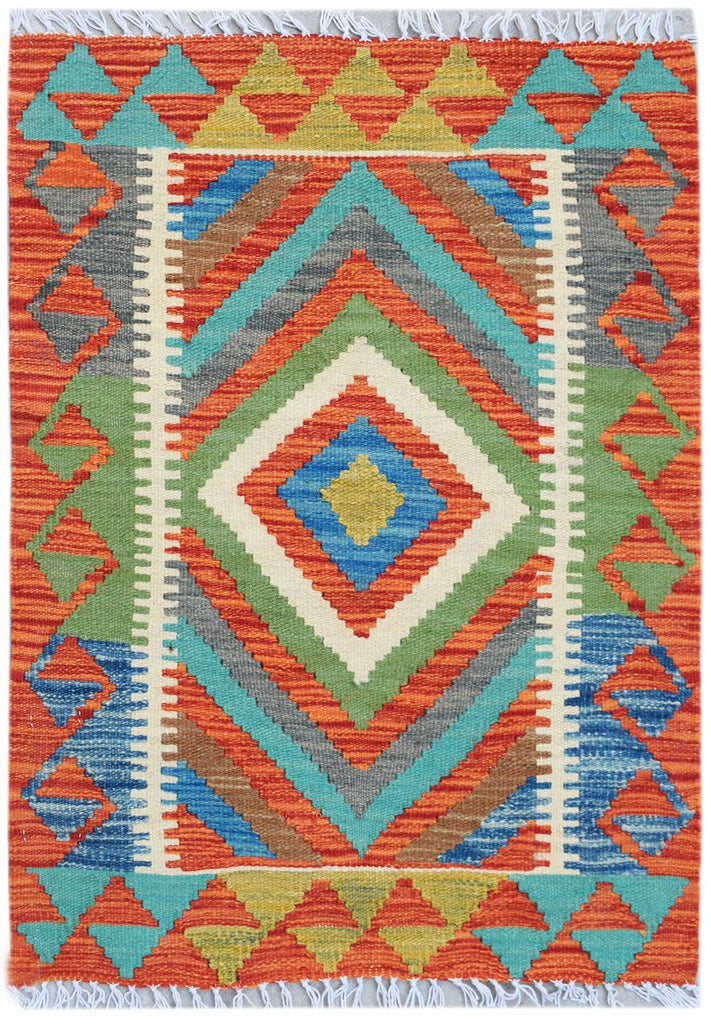 Handmade Mini Afghan Maimana Kilim | 84 x 61 cm | 2'9" x 2' - Najaf Rugs & Textile