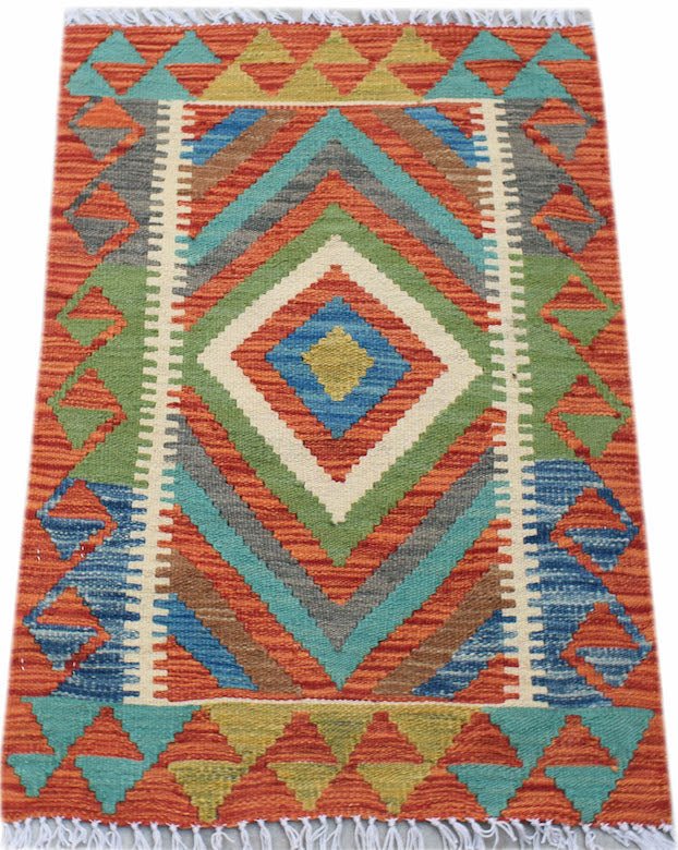 Handmade Mini Afghan Maimana Kilim | 84 x 61 cm | 2'9" x 2' - Najaf Rugs & Textile