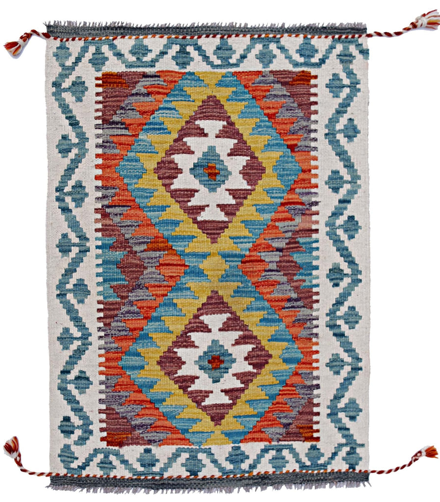 Handmade Mini Afghan Maimana Kilim | 85 x 61 cm | 2'10" x 2' - Najaf Rugs & Textile