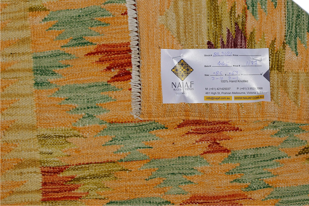Handmade Mini Afghan Maimana Kilim | 85 x 63 cm | 2'10" x 2'1" - Najaf Rugs & Textile
