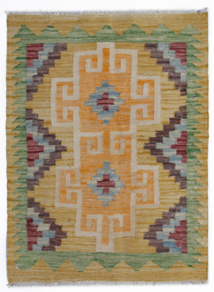 Handmade Mini Afghan Maimana Kilim | 85 x 64 cm | 2'10" x 2'1" - Najaf Rugs & Textile