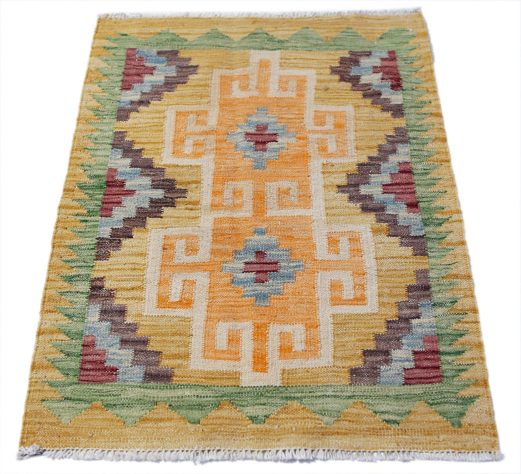 Handmade Mini Afghan Maimana Kilim | 85 x 64 cm | 2'10" x 2'1" - Najaf Rugs & Textile