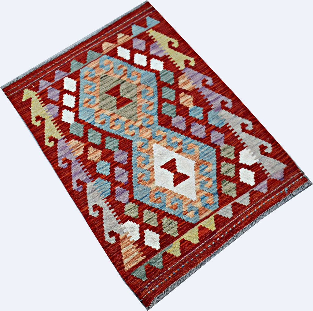 Handmade Mini Afghan Maimana Kilim | 86 x 64 cm | 2'11" x 2'2" - Najaf Rugs & Textile