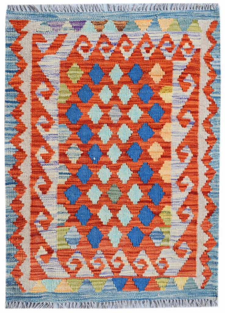 Handmade Mini Afghan Maimana Kilim | 86 x 65 cm | 2'10" x 2'1 - Najaf Rugs & Textile