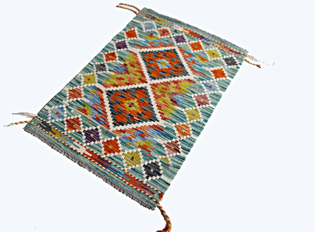 Handmade Mini Afghan Maimana Kilim | 87 x 59 cm | 2'10" x 1'11" - Najaf Rugs & Textile