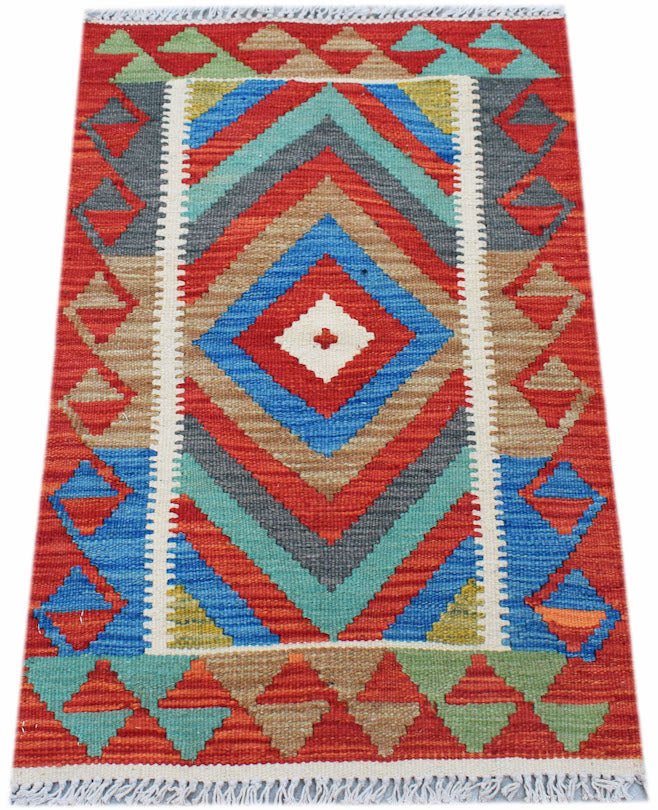 Handmade Mini Afghan Maimana Kilim | 87 x 61 cm | 2'10" x 2' - Najaf Rugs & Textile