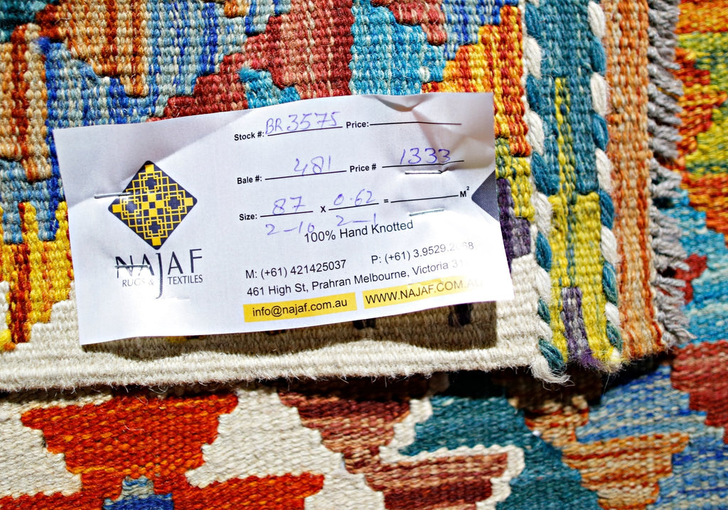 Handmade Mini Afghan Maimana Kilim | 87 x 62 cm | 2'10" x 2'1" - Najaf Rugs & Textile