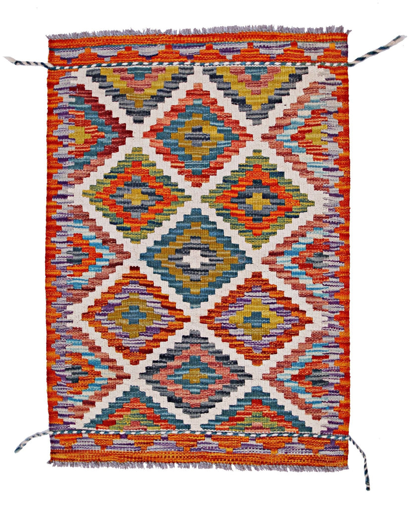 Handmade Mini Afghan Maimana Kilim | 87 x 62 cm | 2'11" x 2'1" - Najaf Rugs & Textile