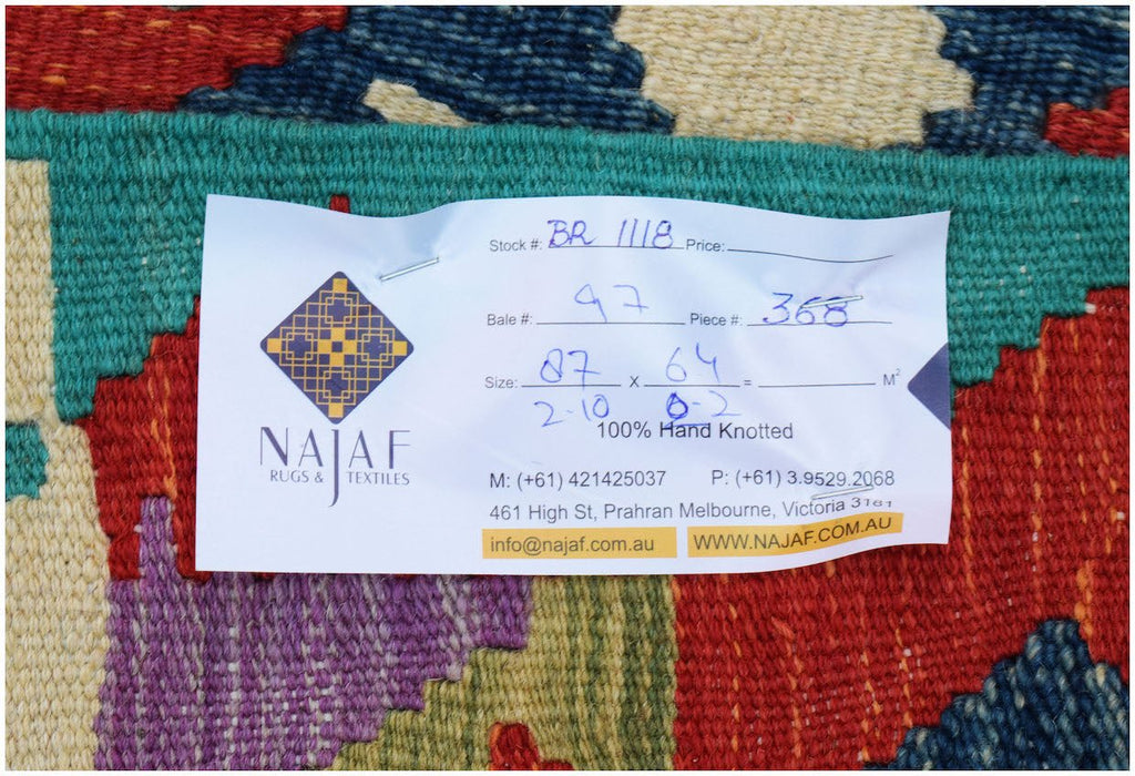 Handmade Mini Afghan Maimana Kilim | 87 x 64 cm | 2'10" x 2'2" - Najaf Rugs & Textile
