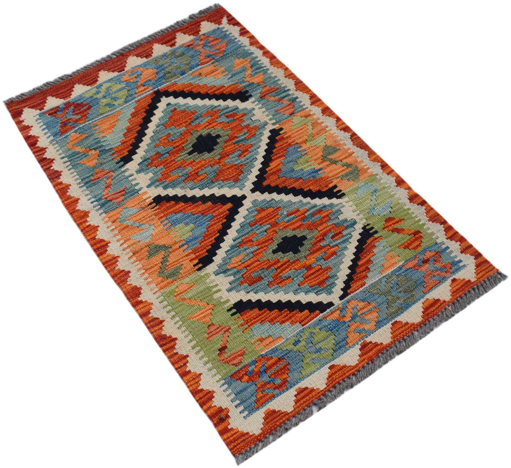 Handmade Mini Afghan Maimana Kilim | 88 x 56 cm | 2'11" x 1'10" - Najaf Rugs & Textile