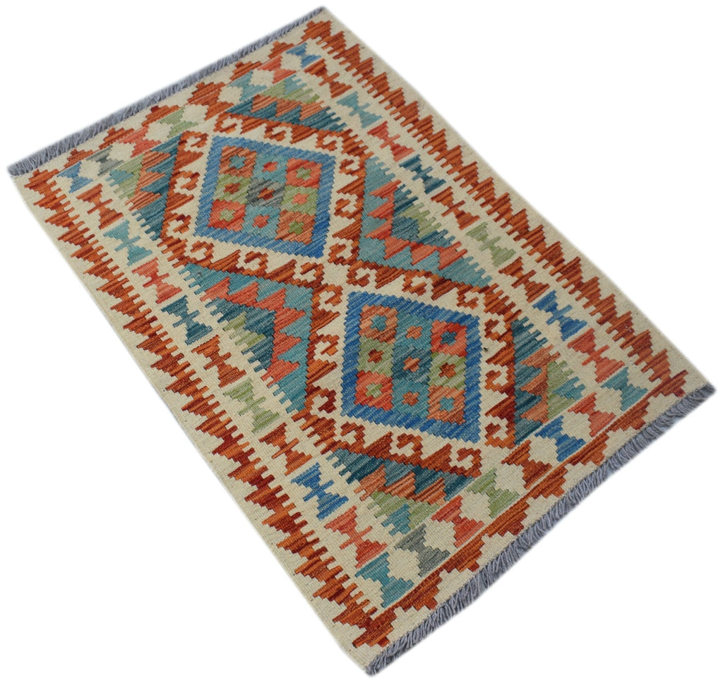 Handmade Mini Afghan Maimana Kilim | 88 x 63 cm | 2'11" x 2'1" - Najaf Rugs & Textile