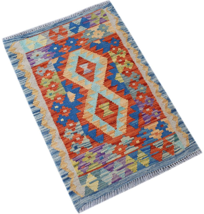 Handmade Mini Afghan Maimana Kilim | 88 x 64 cm | 2'11" x 2'1" - Najaf Rugs & Textile