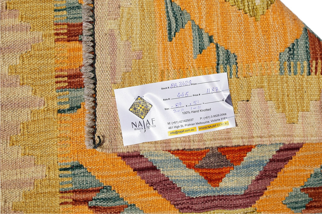 Handmade Mini Afghan Maimana Kilim | 89 x 51 cm | 2'11" x 1'11" - Najaf Rugs & Textile