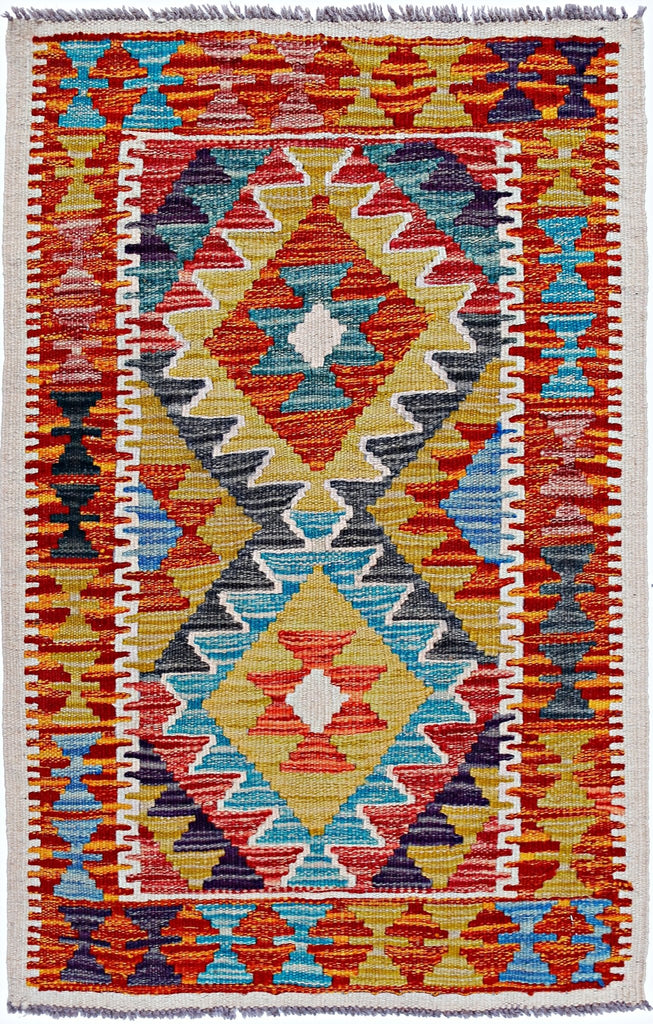 Handmade Mini Afghan Maimana Kilim | 89 x 57 cm | 2'11" x 1'10" - Najaf Rugs & Textile