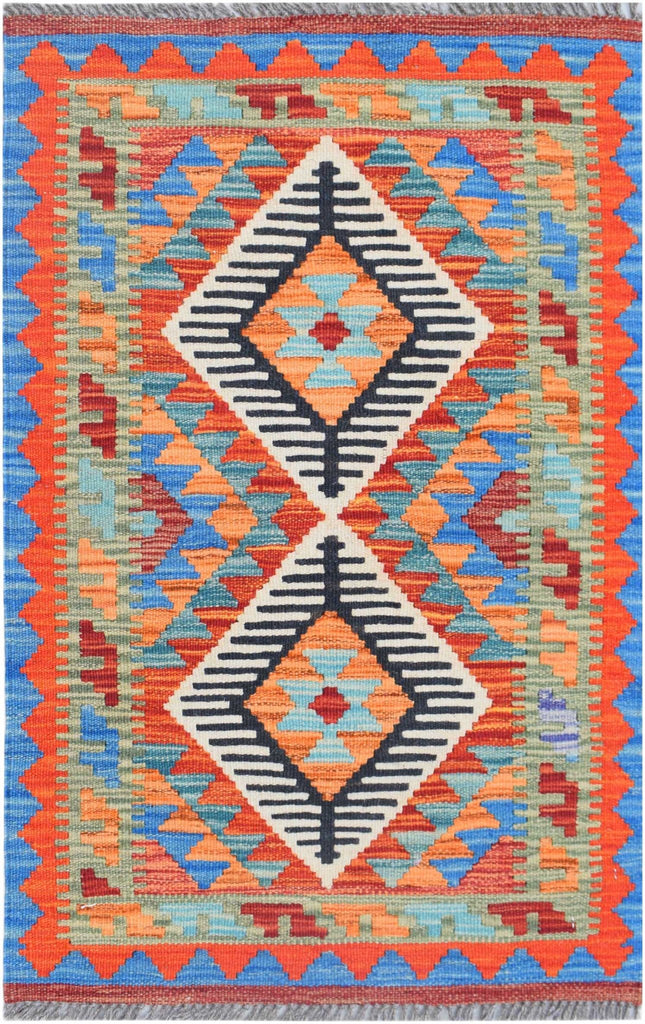 Handmade Mini Afghan Maimana Kilim | 89 x 57 cm | 3' x 1'11" - Najaf Rugs & Textile