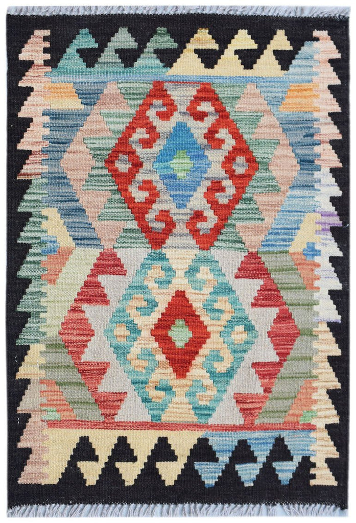 Handmade Mini Afghan Maimana Kilim | 89 x 63 cm | 2'11" x 2' - Najaf Rugs & Textile