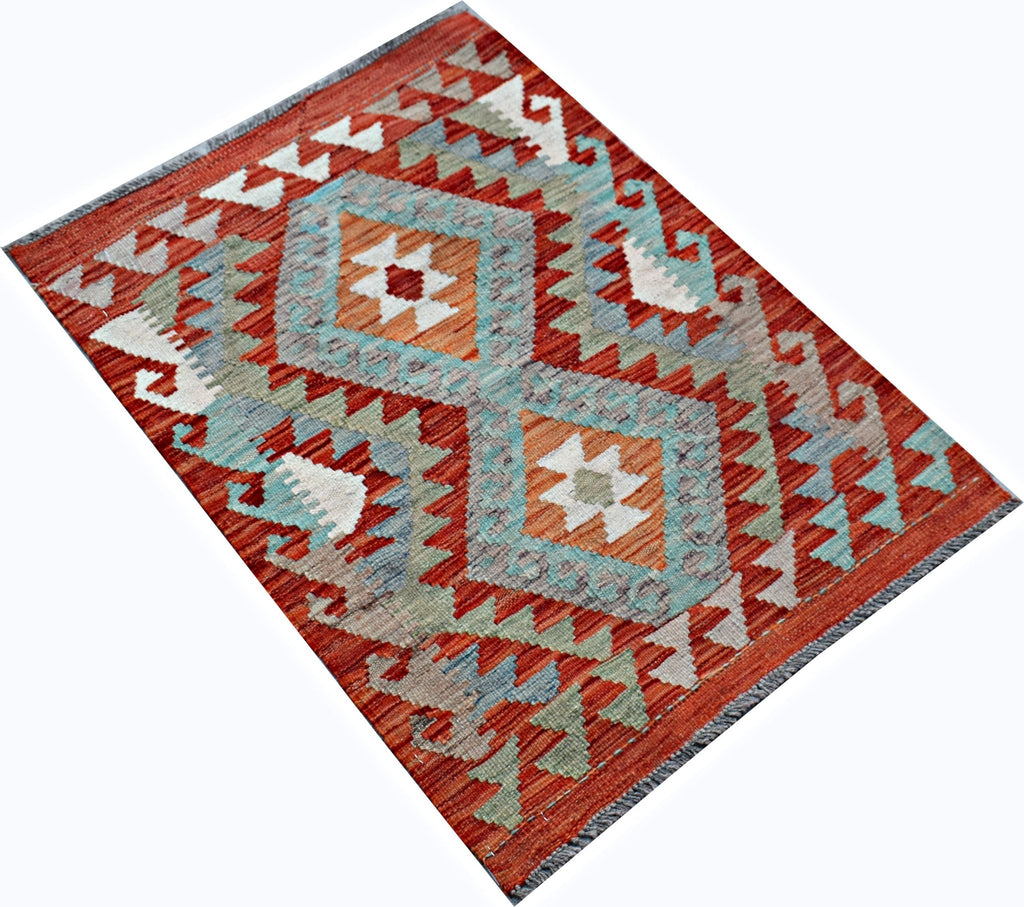 Handmade Mini Afghan Maimana Kilim | 89 x 66 cm | 2'11" x 2'2" - Najaf Rugs & Textile