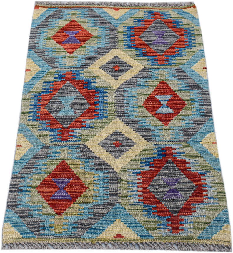 Handmade Mini Afghan Maimana Kilim | 90 x 61 cm | 3' x 2' - Najaf Rugs & Textile