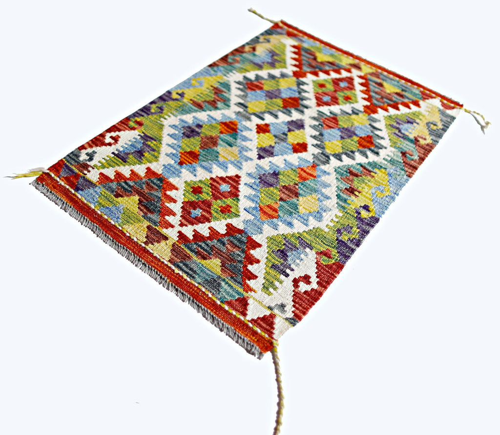 Handmade Mini Afghan Maimana Kilim | 90 x 62 cm | 3' x 2' - Najaf Rugs & Textile
