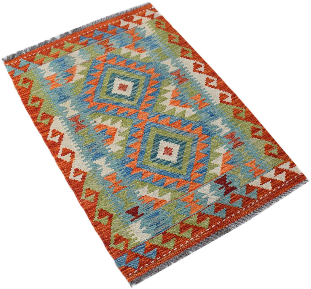 Handmade Mini Afghan Maimana Kilim | 92 x 63 cm | 3' x 2'1" - Najaf Rugs & Textile