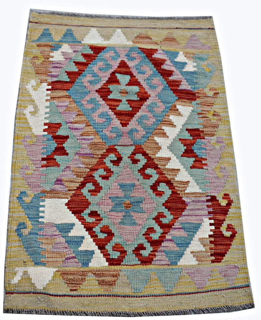 Handmade Mini Afghan Maimana Kilim | 92 x 64 cm | 3' x 2'2" - Najaf Rugs & Textile
