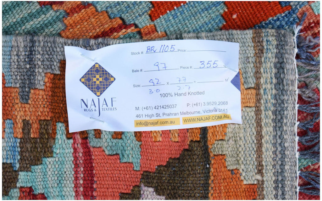 Handmade Mini Afghan Maimana Kilim | 92 x 77 cm | 3' x 2'7" - Najaf Rugs & Textile