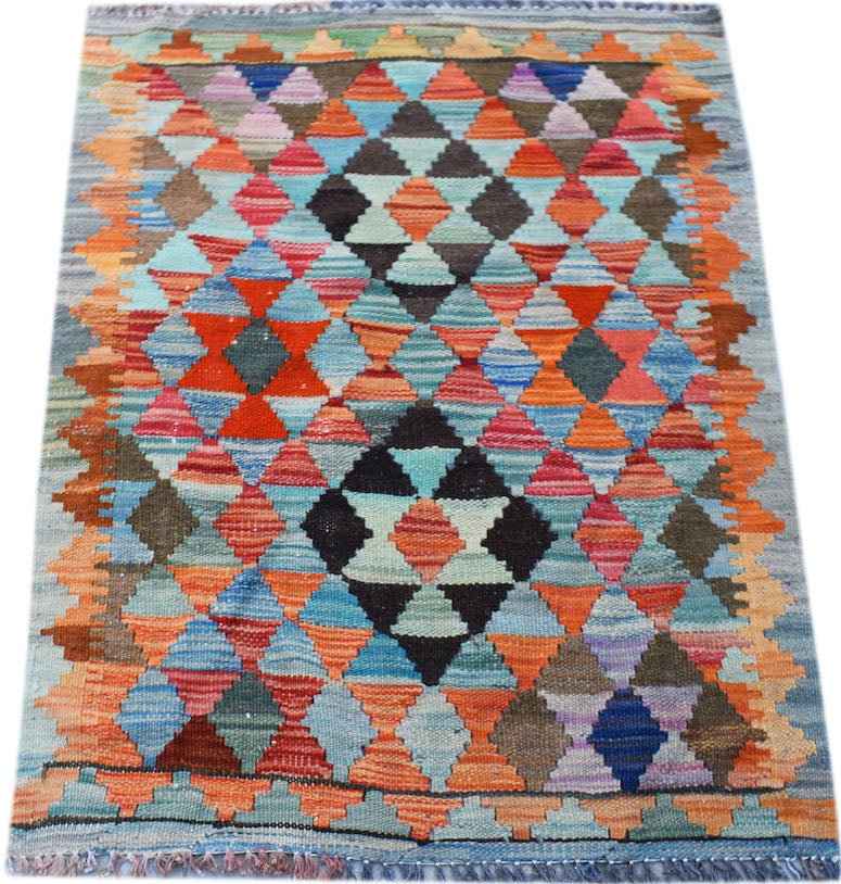 Handmade Mini Afghan Maimana Kilim | 92 x 77 cm | 3' x 2'7" - Najaf Rugs & Textile