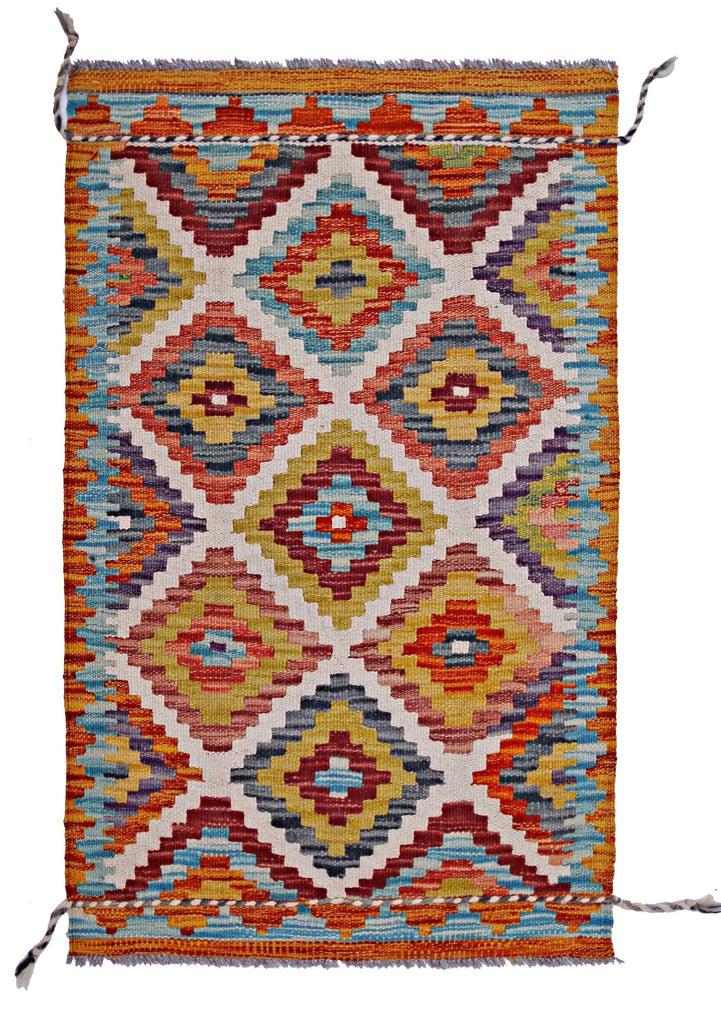 Handmade Mini Afghan Maimana Kilim | 93 x 59 cm | 3'1" x 1'11" - Najaf Rugs & Textile