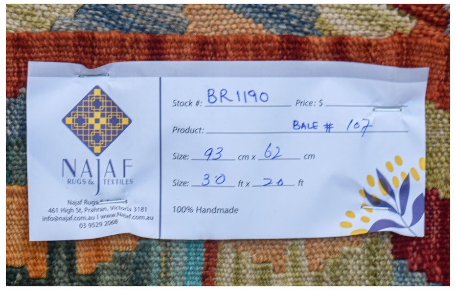 Handmade Mini Afghan Maimana Kilim | 93 x 62 cm | 3' x 2' - Najaf Rugs & Textile