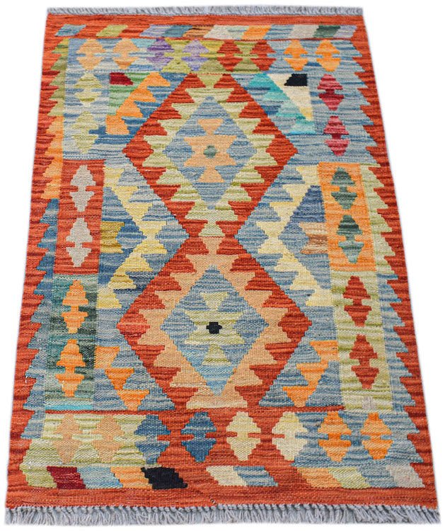 Handmade Mini Afghan Maimana Kilim | 93 x 62 cm | 3' x 2' - Najaf Rugs & Textile
