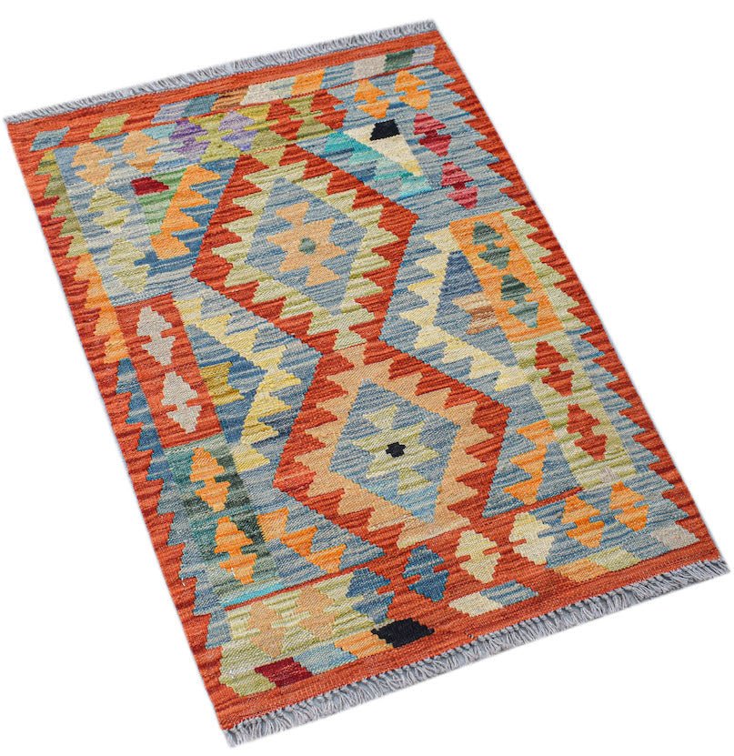 Handmade Mini Afghan Maimana Kilim | 93 x 62 cm | 3' x 2' - Najaf Rugs & Textile