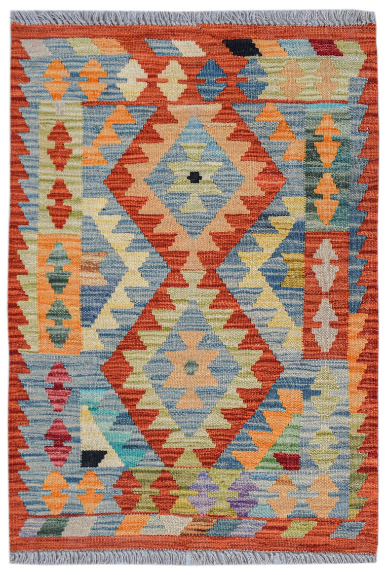 Handmade Mini Afghan Maimana Kilim | 93 x 62 cm | 3' x 2' - Najaf Rugs & Textile
