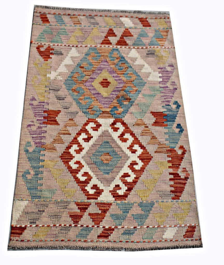 Handmade Mini Afghan Maimana Kilim | 94 x 62 cm | 3'1" x 2' - Najaf Rugs & Textile
