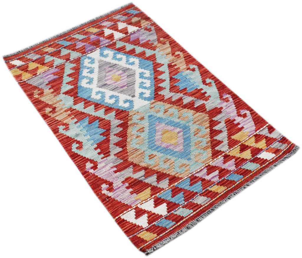 Handmade Mini Afghan Maimana Kilim | 94 x 62 cm | 3'2" x 2' - Najaf Rugs & Textile