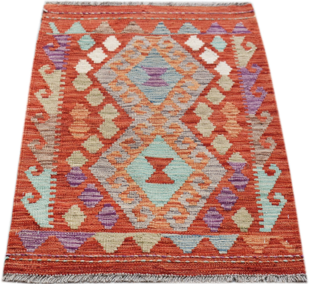 Handmade Mini Afghan Maimana Kilim | 94 x 63 cm | 3'2" x 2'1" - Najaf Rugs & Textile