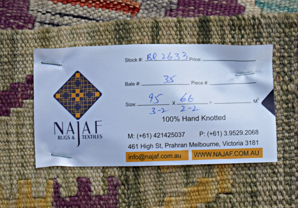 Handmade Mini Afghan Maimana Kilim | 95 x 66 cm | 3'2" x 2'2" - Najaf Rugs & Textile