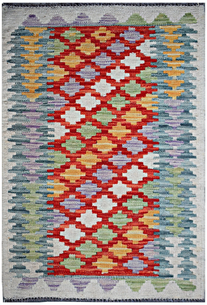 Handmade Mini Afghan Maimana Kilim | 96 x 59 cm | 3'2" x 1'11" - Najaf Rugs & Textile