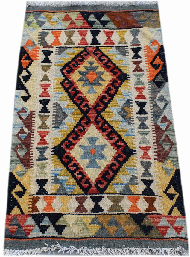 Handmade Mini Afghan Maimana Kilim | 96 x 60 cm | 3'2" x 2' - Najaf Rugs & Textile