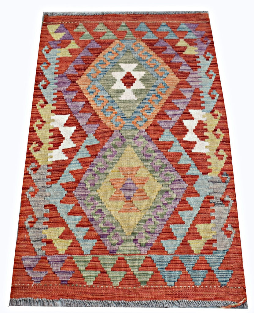 Handmade Mini Afghan Maimana Kilim | 96 x 63 cm | 3'2" x 2'1" - Najaf Rugs & Textile