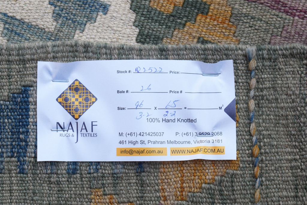 Handmade Mini Afghan Maimana Kilim | 96 x 65 cm | 3'2" x 2'2" - Najaf Rugs & Textile