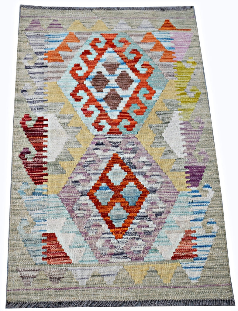 Handmade Mini Afghan Maimana Kilim | 97 x 62 cm | 3'2" x 2'1" - Najaf Rugs & Textile